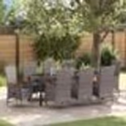 vidaXL Chaises d'extérieur 9 pcs Gris 200 x 80 x 73 cm Osier PE