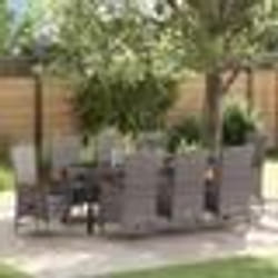 vidaXL Chaises d'extérieur 9 pcs Gris 200 x 80 x 73 cm Osier PE