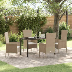 vidaXL Ensemble de salle à manger pour jardin 5 pcs Beige polyrotin