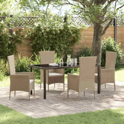 vidaXL Ensemble de salle à manger pour jardin 5 pcs Beige polyrotin