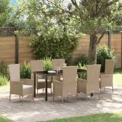 vidaXL Ensemble de salle à manger pour jardin 7 pcs Beige polyrotin