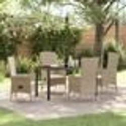 vidaXL Set de chaises d'extérieur 5 pcs Beige, Blanc crème