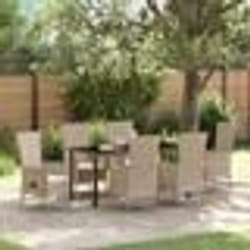 vidaXL Ensemble de Chaises d'Extérieur 7 pcs Beige, Blanc crème