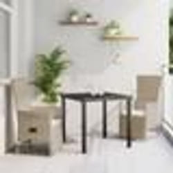 vidaXL Ensemble de chaises de jardin inclinables 3 pcs Beige Crème
