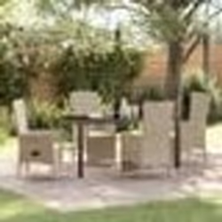 vidaXL Set de chaises de jardin inclinables avec coussin 5 pcs Beige