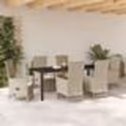 vidaXL Chaises de jardin inclinables 7 pcs Beige Crème Noir