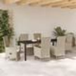 vidaXL Chaises de jardin inclinables 7 pcs Beige Crème Noir