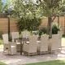 vidaXL Set de Chaises de Jardin Inclinables 9 pcs Beige Crème