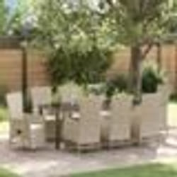 vidaXL Set de Chaises de Jardin Inclinables 9 pcs Beige Crème
