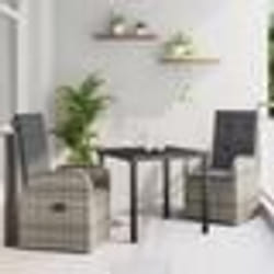 vidaXL Ensemble de mobilier extérieur 3 pcs Gris 80 x 80 x 73 cm