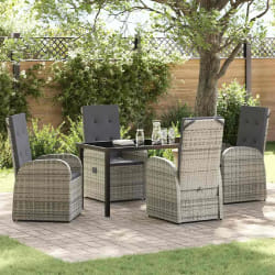 vidaXL ensemble de meubles d'extérieur 5 pcs Gris 140 x 70 x 73 cm