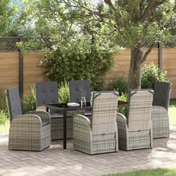 vidaXL Ensemble de meubles d'extérieur 7 pcs Gris 160 x 80 x 73 cm