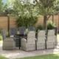 vidaXL Ensemble de mobilier d'extérieur 9 pcs Gris 200 x 80 x 73 cm