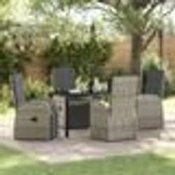 vidaXL Set de salle à manger de jardin 5 pcs Gris 140 x 70 x 73 cm