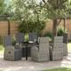 vidaXL Set de salle à manger de jardin 7 pcs Gris 160 x 80 x 73 cm