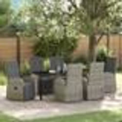vidaXL Ensemble de salle à manger de jardin avec coussin 7 pcs Gris