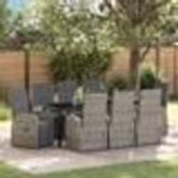 vidaXL Ensemble de salle à manger de jardin avec coussin 9 pcs Gris