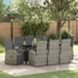 vidaXL Ensemble de salle à manger de jardin avec coussin 9 pcs Gris