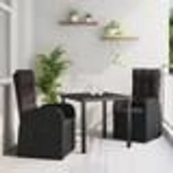 vidaXL Chaises de jardin inclinables 3 pcs Noir 80 x 80 x 73 cm