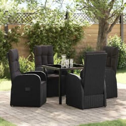 vidaXL Chaises de jardin inclinables 5 pcs Noir 80 x 80 x 73 cm
