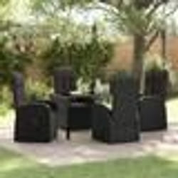 vidaXL Chaises de jardin inclinables 5 pcs Noir 140 x 70 x 73 cm