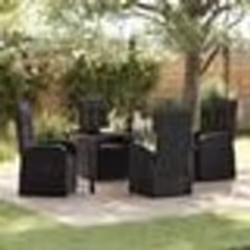 vidaXL Fauteuils de Jardin Inclinables 5 pcs Noir 160 x 80 x 73 cm