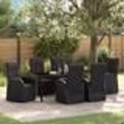 vidaXL Chaises de jardin inclinables 7 pcs Noir 200 x 80 x 73 cm