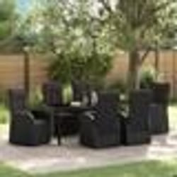 vidaXL Chaises de jardin inclinables 7 pcs Noir 200 x 80 x 73 cm