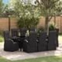 vidaXL Chaises de jardin inclinables 9 pcs Noir 200 x 80 x 73 cm