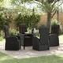vidaXL Chaises de jardin inclinables 5 pcs Noir 140 x 70 x 73 cm