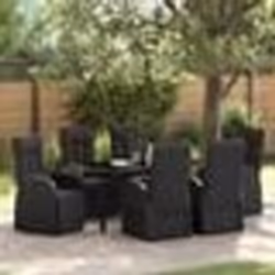 vidaXL Chaises de Jardin Incliné 7 pcs Noir 160 x 80 x 73 cm