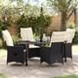 vidaXL Ensemble de salle à manger de jardin 5 pièces avec coussins en rattan poly noir