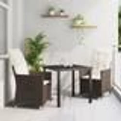vidaXL Ensemble de jardin de 3 pièces avec coussins en poly rotin marron