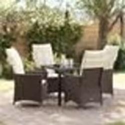 vidaXL Ensemble de salle à manger de jardin 5 pièces avec coussins en poly rotin marron