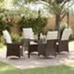 vidaXL Ensemble de salle à manger de jardin 5 pièces avec coussins en rattan poly brun
