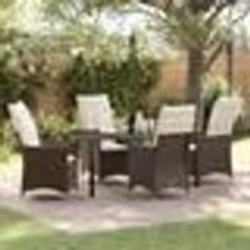 vidaXL Ensemble de salle à manger de jardin 5 pièces avec coussins en polyrotin marron