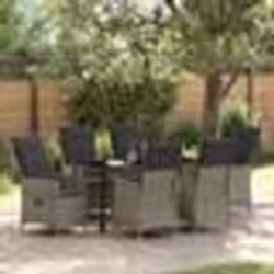 vidaXL Ensemble de jardin de 7 pièces avec coussins en poly rotin gris