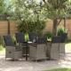 vidaXL Ensemble de jardin de 7 pièces avec coussins en poly rotin gris