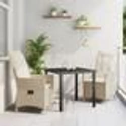 vidaXL Ensemble de salle à manger de jardin de 3 pièces avec coussins en poly rotin beige
