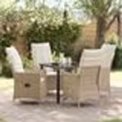 vidaXL Ensemble de salle à manger de jardin de 5 pièces avec coussins en poly rattan beige