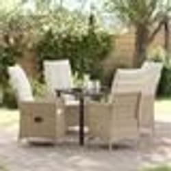 vidaXL Ensemble de salle à manger de jardin de 5 pièces avec coussins en poly rattan beige