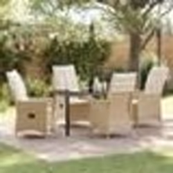 vidaXL Ensemble de jardin de 5 pièces avec coussins en rotin poly beige