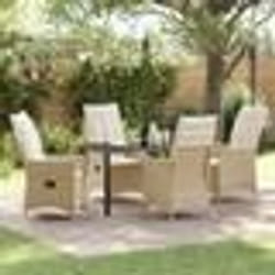 vidaXL Ensemble de jardin de 5 pièces avec coussins en rotin poly beige