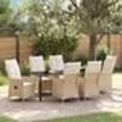 vidaXL Ensemble de jardin 7 pièces avec coussins en polyrotin beige