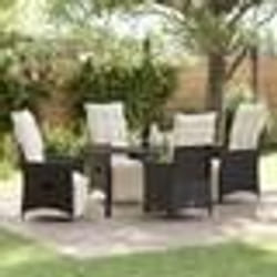 vidaXL Ensemble de salle à manger de jardin 5 pièces avec coussins en rattan poly noir