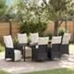 vidaXL Ensemble de jardin 7 pièces avec coussins en poly rotin noir