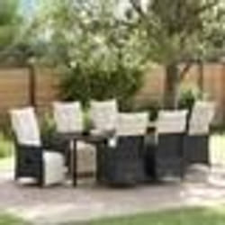 vidaXL Ensemble de jardin 7 pièces avec coussins en poly rotin noir