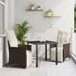 vidaXL Set de repas de jardin 3 pièces avec des coussins en poly rotin marron