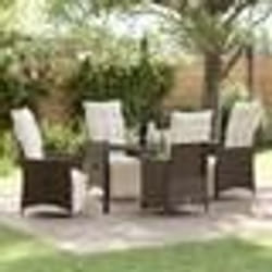 vidaXL Ensemble de jardin 5 pcs avec coussins en rotin synthétique marron