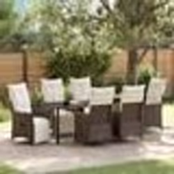 vidaXL Set de jardin de 7 pièces avec coussins en résine tressée marron.